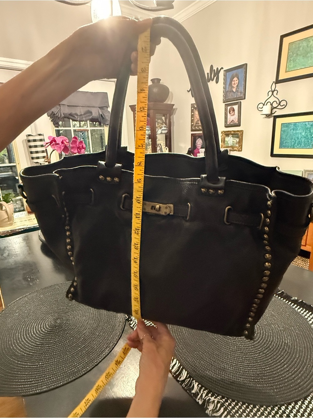 Vilenca of Holland Chocolate Brown Studded Leather Bag - Picture 10 of 11